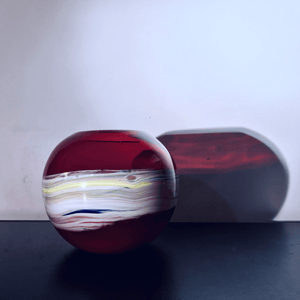 Vintage Murano Round Art Glass Vase - Tuxedo Park Junk Shop