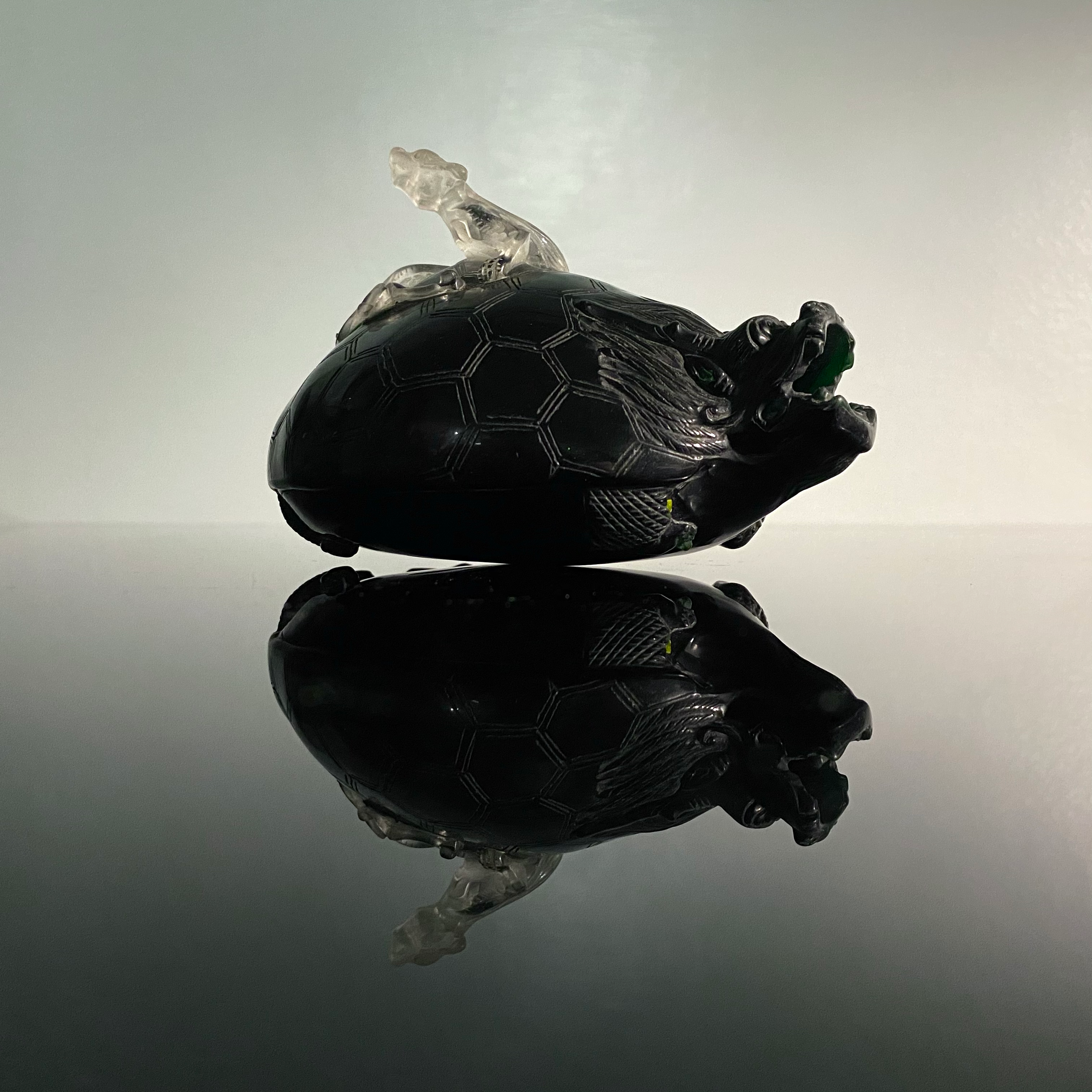 Carved Peking Glass Dragon Turtle