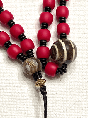 Tibetan Sherpa Glass Dzi Bead Necklace - Tuxedo Park Junk Shop