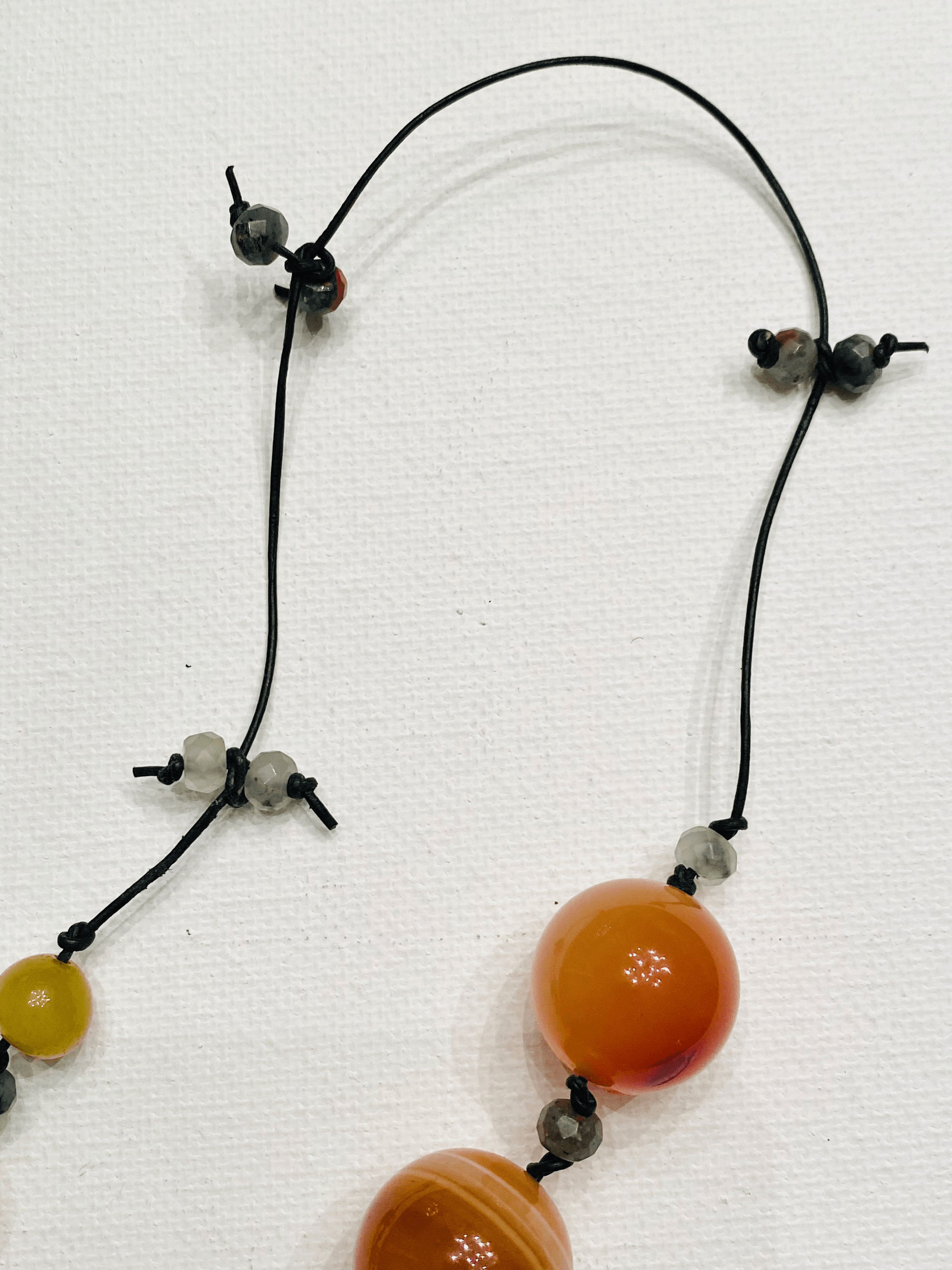 Knotted Chalcedony and Bloodstone Necklace - Tuxedo Park Junk Shop