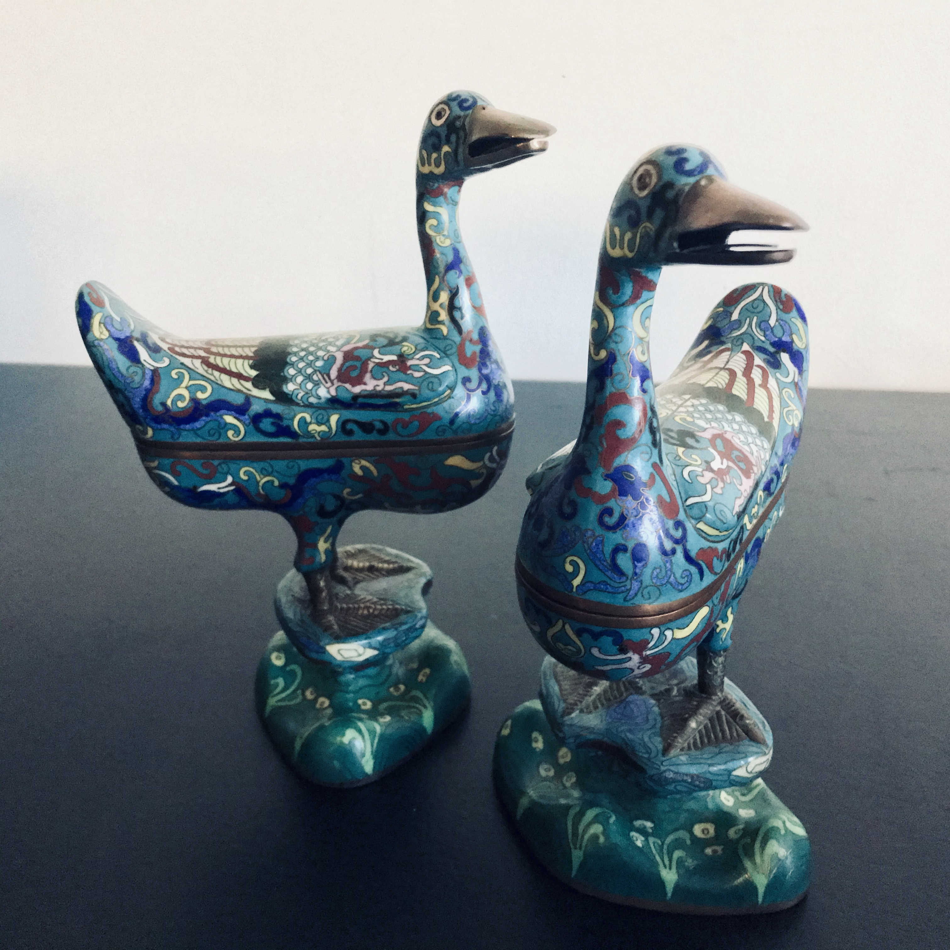 A Fine Pair of Cloisonné Duck Censers, 19th Century