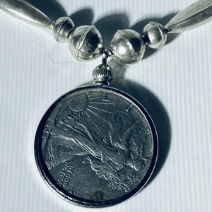 Navajo Old Pawn Sterling Silver Coin Necklace - Tuxedo Park Junk Shop