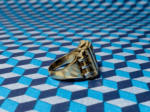 Diamond Onyx and 10K Gold Ring