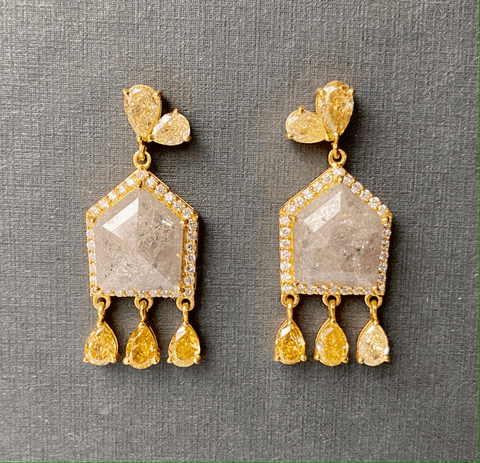 18K Grey Bullet-Cut Diamond Earrings