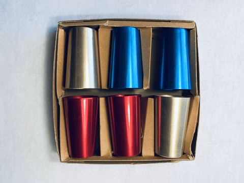 1960's Japanese Aluminum Sake Cups - Tuxedo Park Junk Shop
