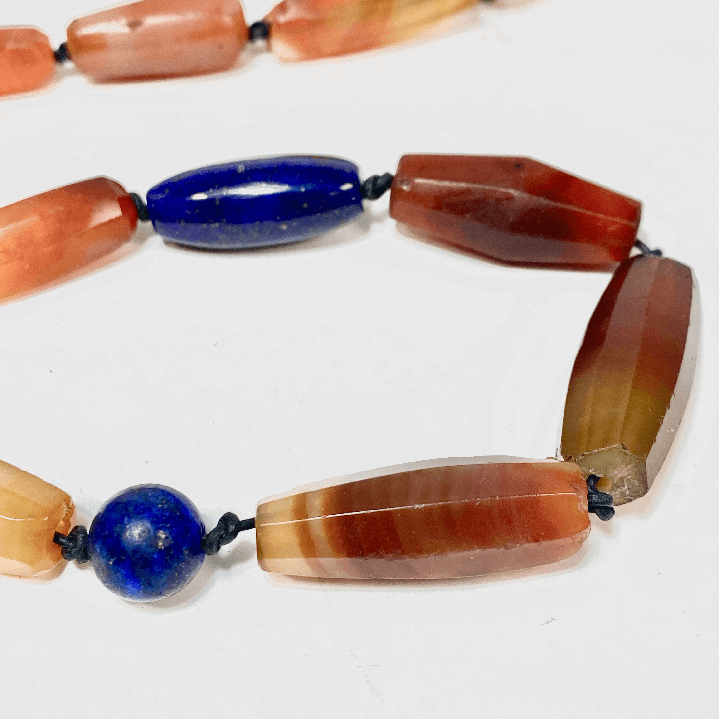 Hand-knotted Carnelian and Lapis Necklace