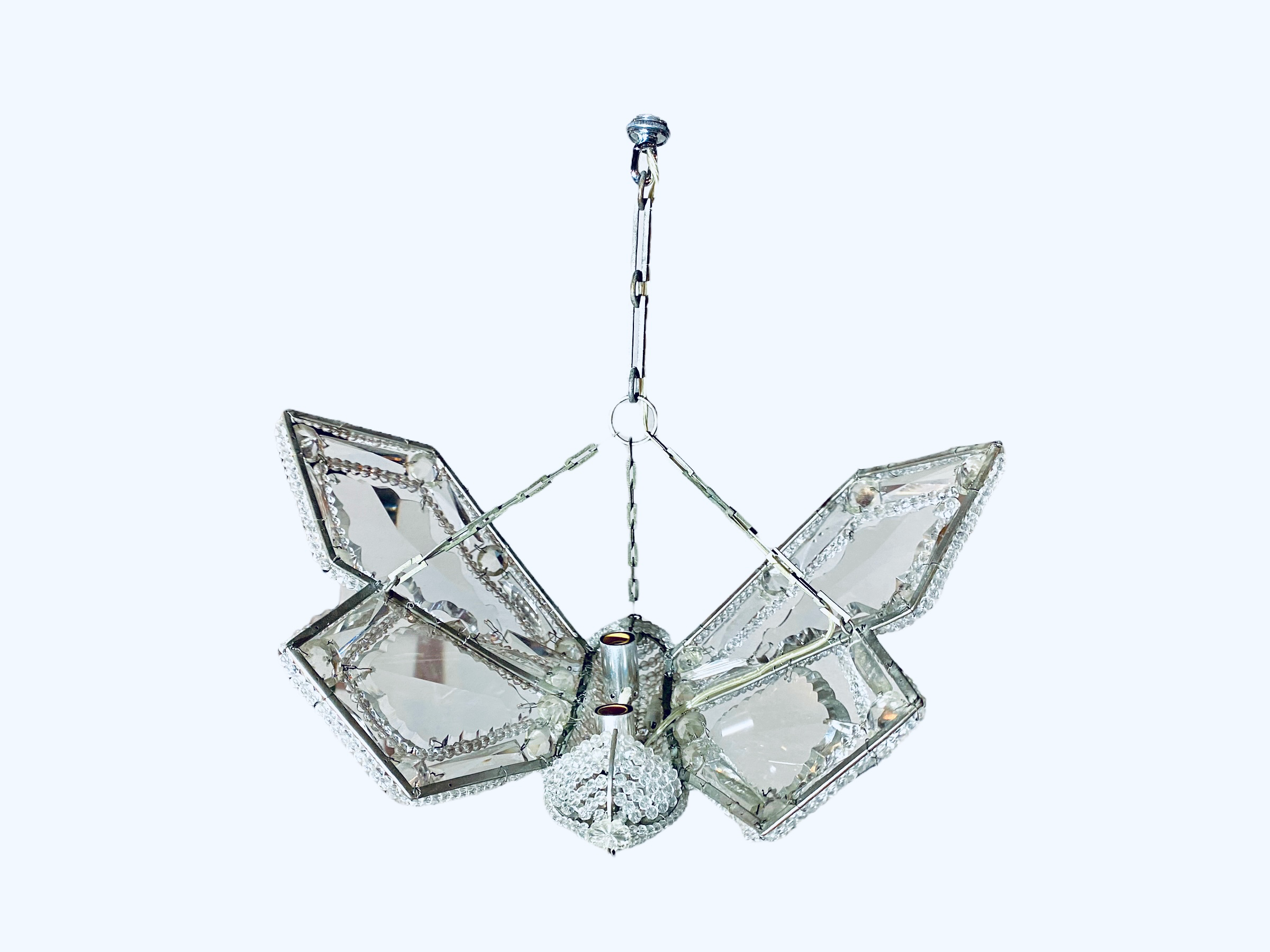 Maison Baguès Attributed Crystal Butterfly Chandelier