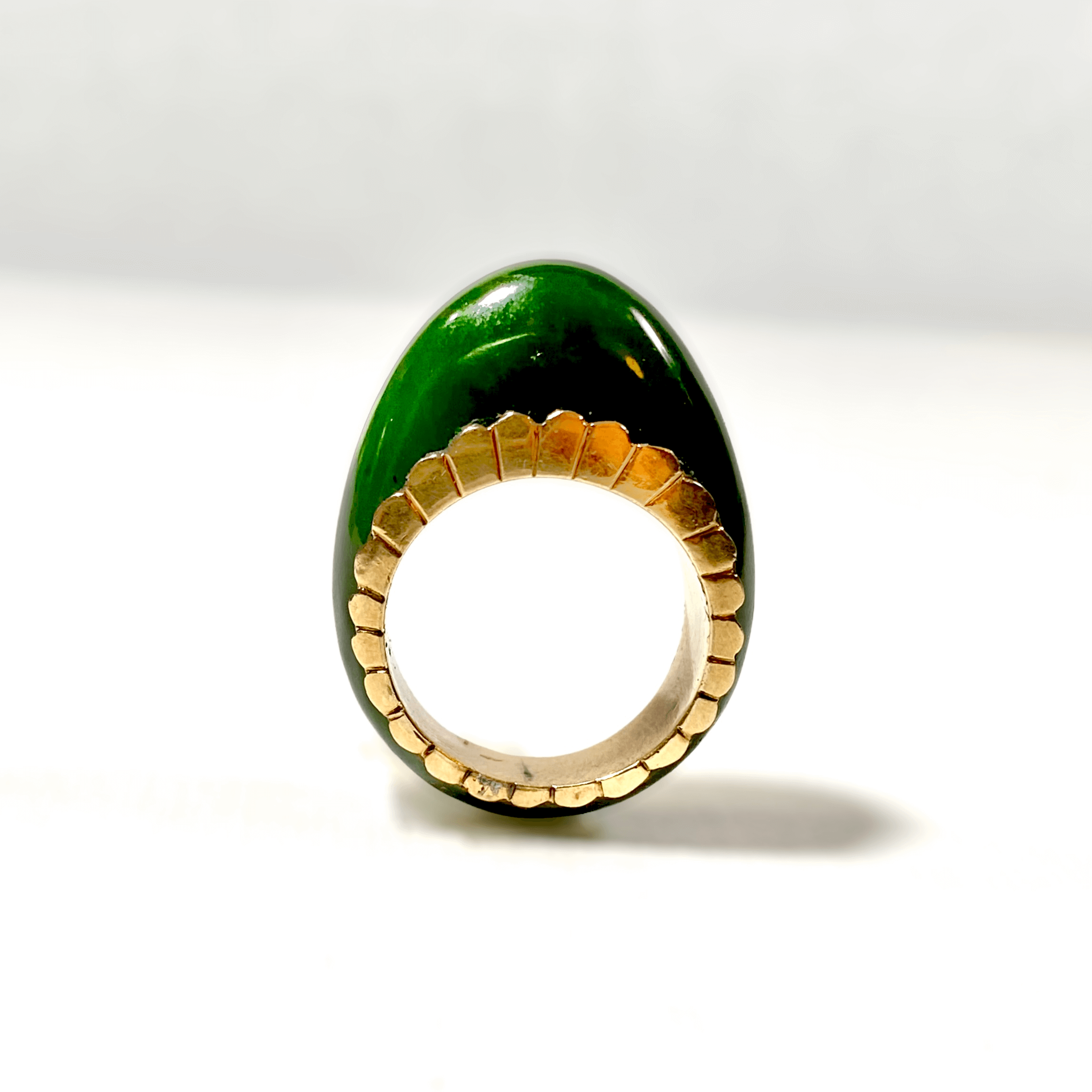 Vintage 14k Carved Jade Rings