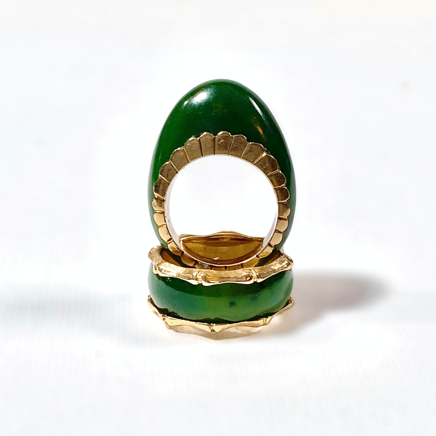 Vintage 14k Carved Jade Rings