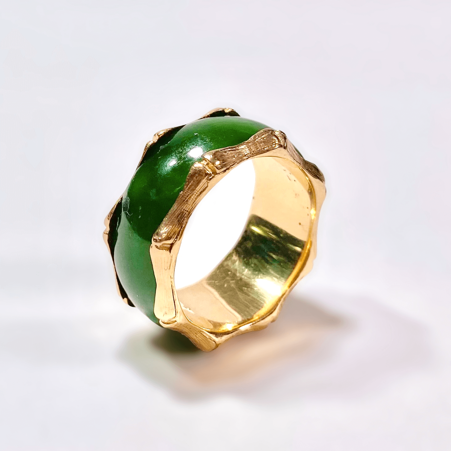 Vintage 14k Carved Jade Rings