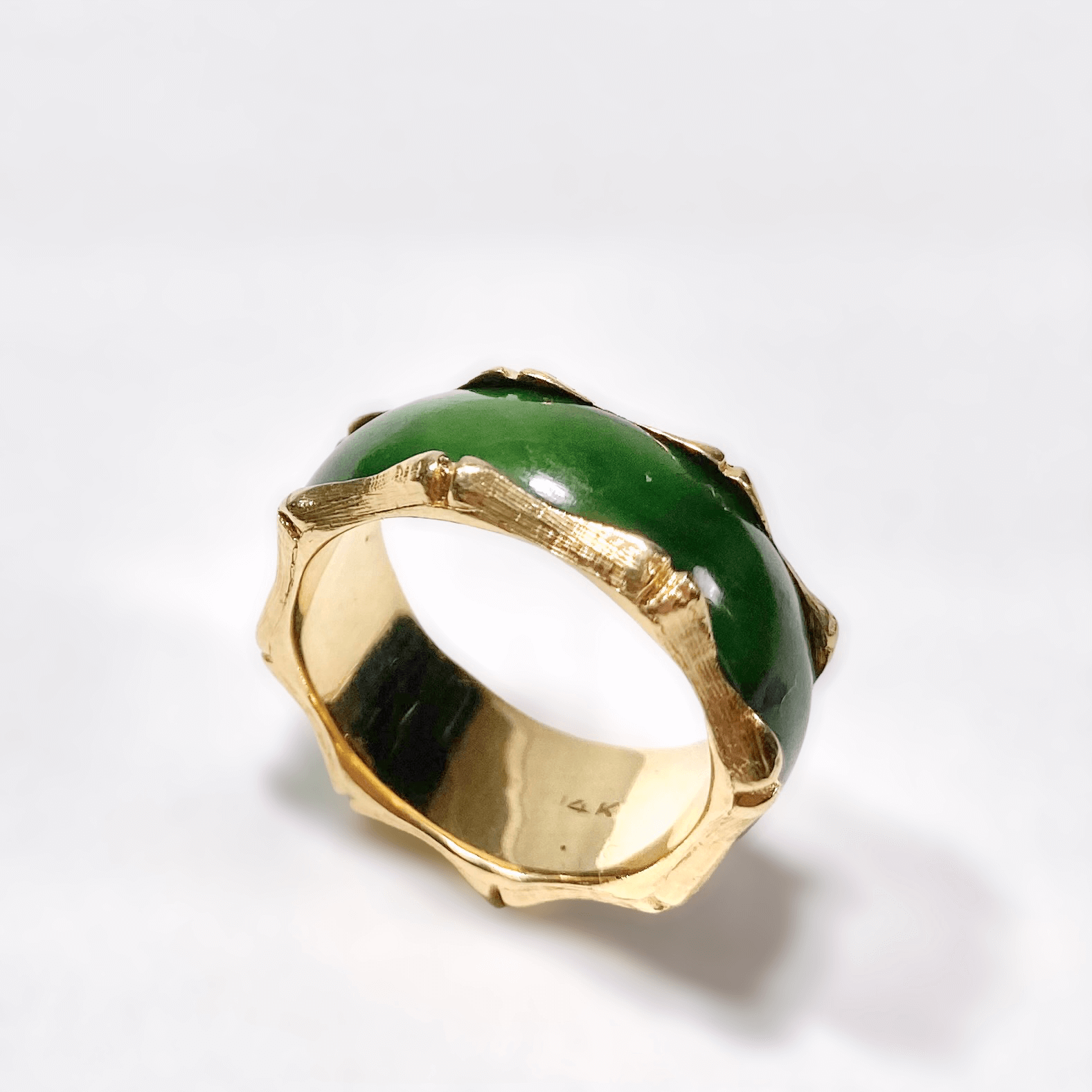 Vintage 14k Carved Jade Rings