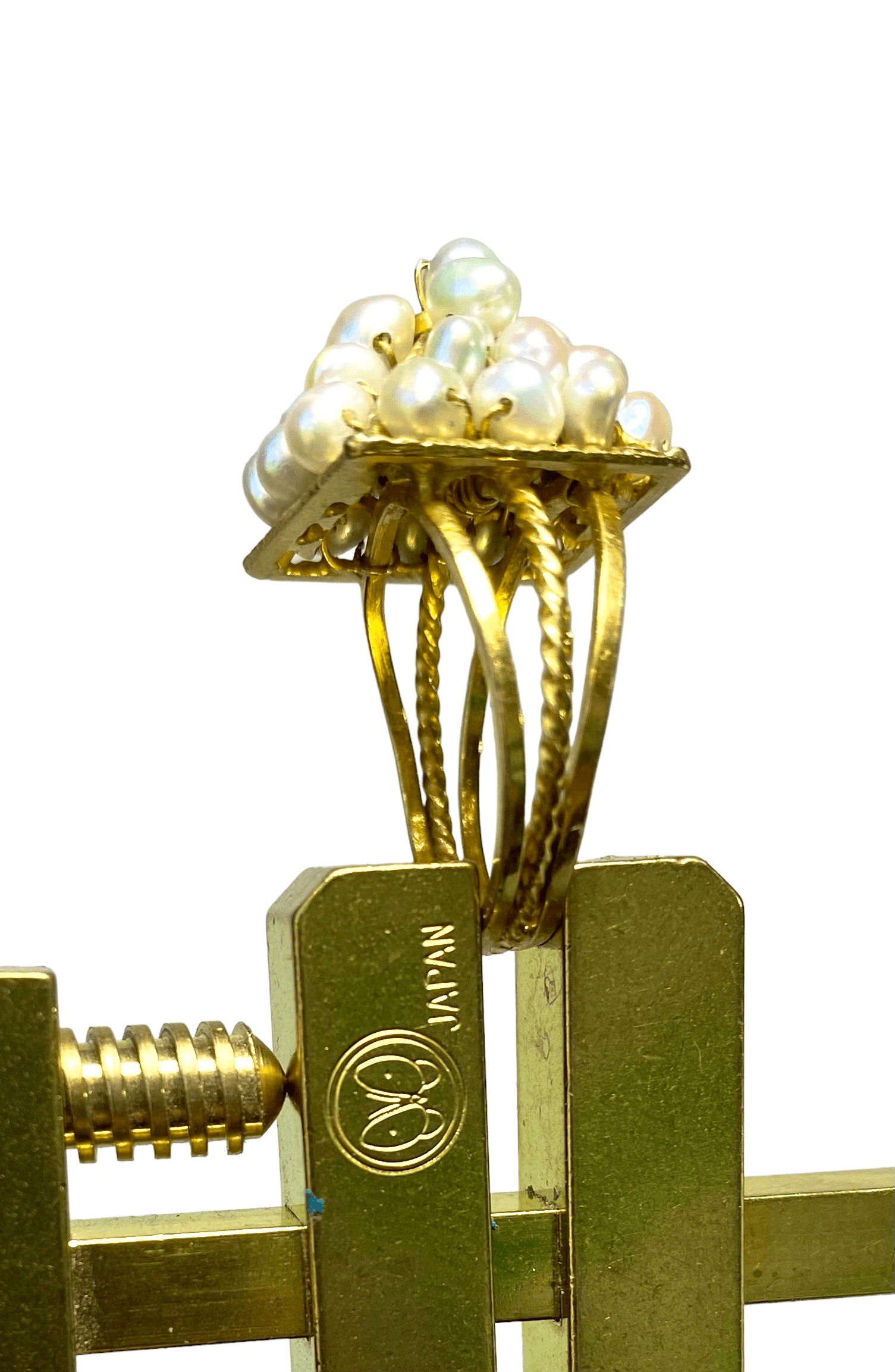 18k Pyramid Ring with Baroque Pearls