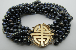 14k Deco Black Pearl Bracelet - Tuxedo Park Junk Shop