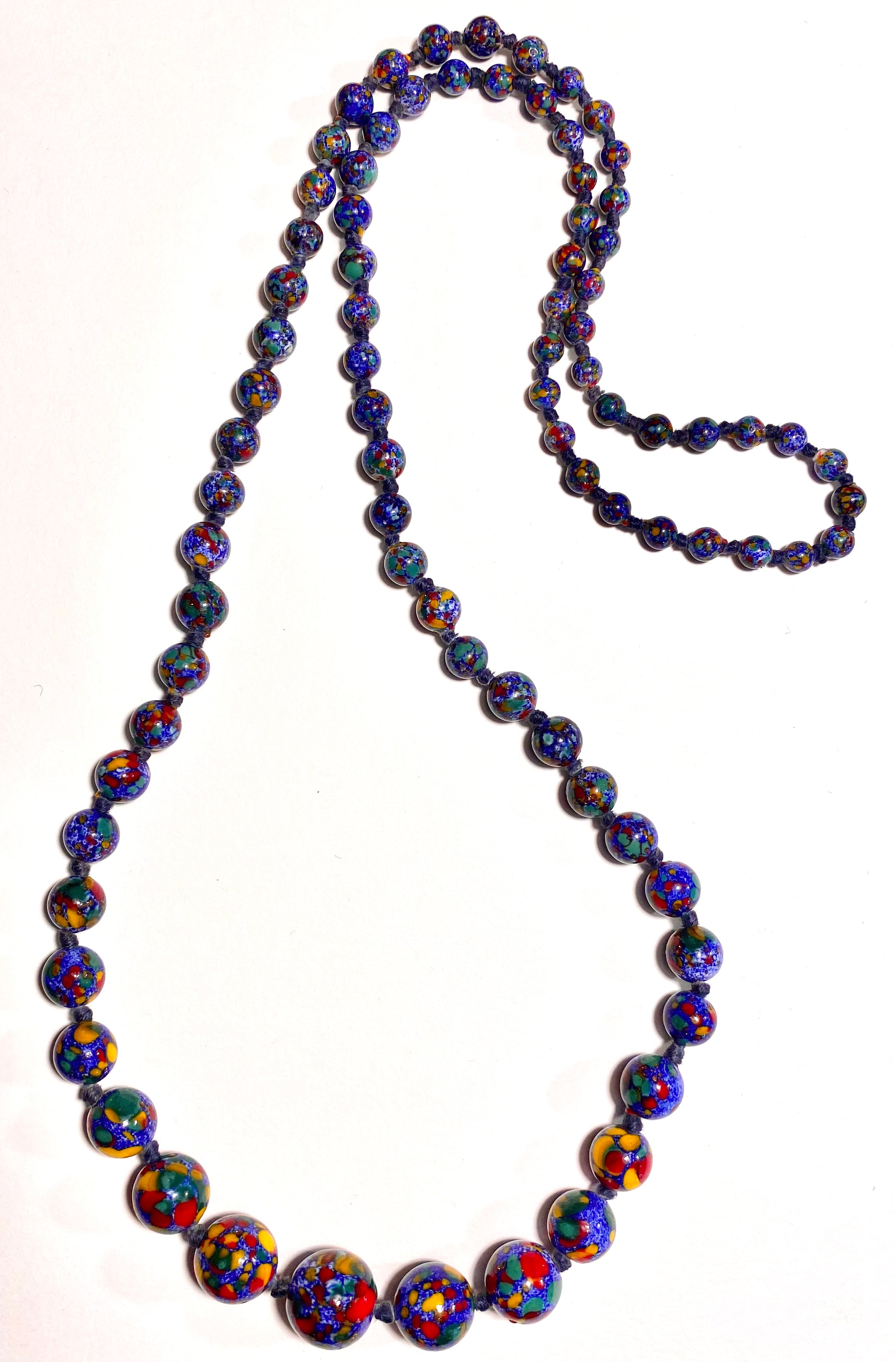A Fine Strand of Estate Italian End-of-Day Murano Glass Beads