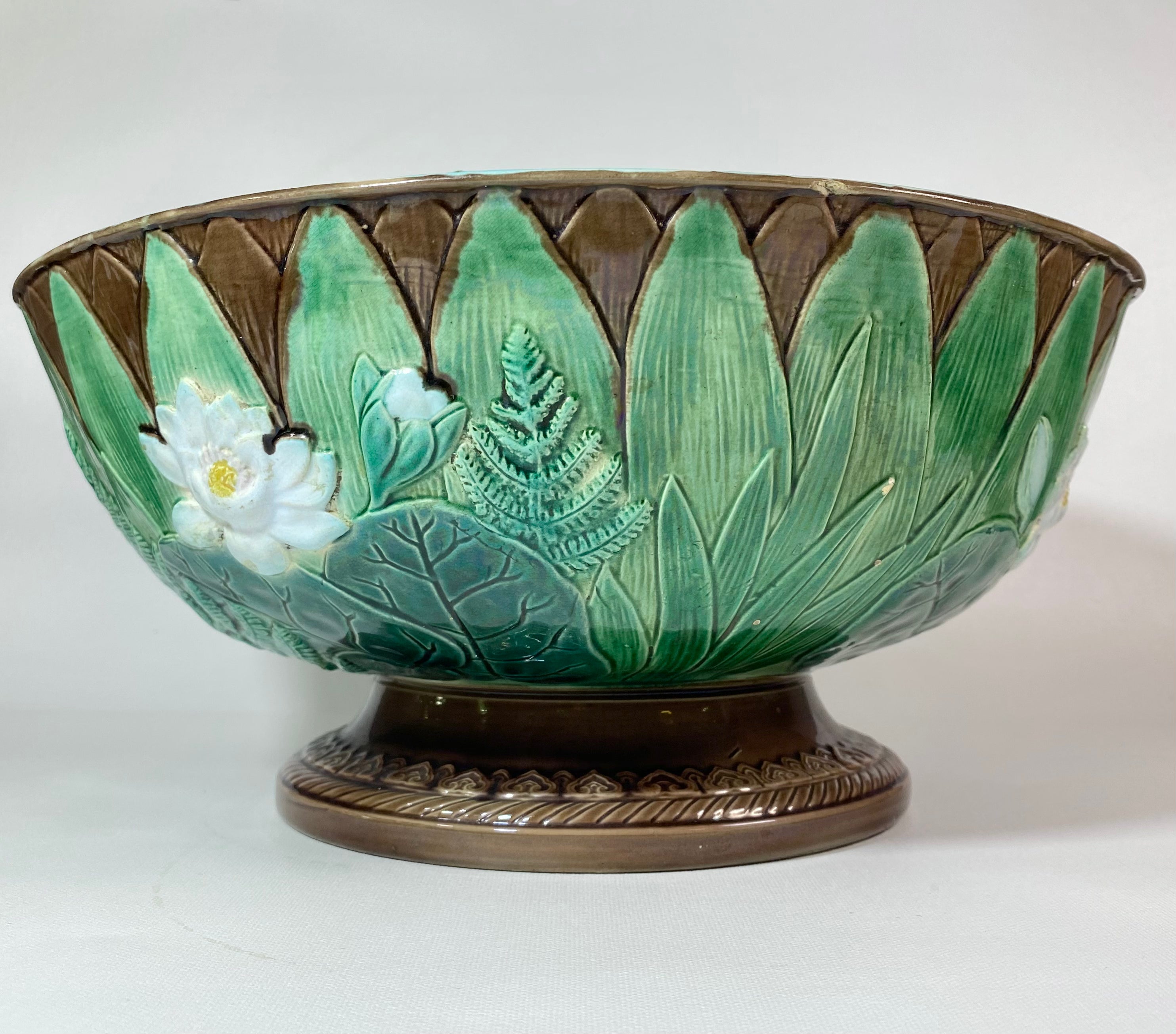 Holdcroft Majolica Pond Lily Punch Bowl
