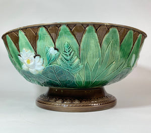 Holdcroft Majolica Pond Lily Punch Bowl