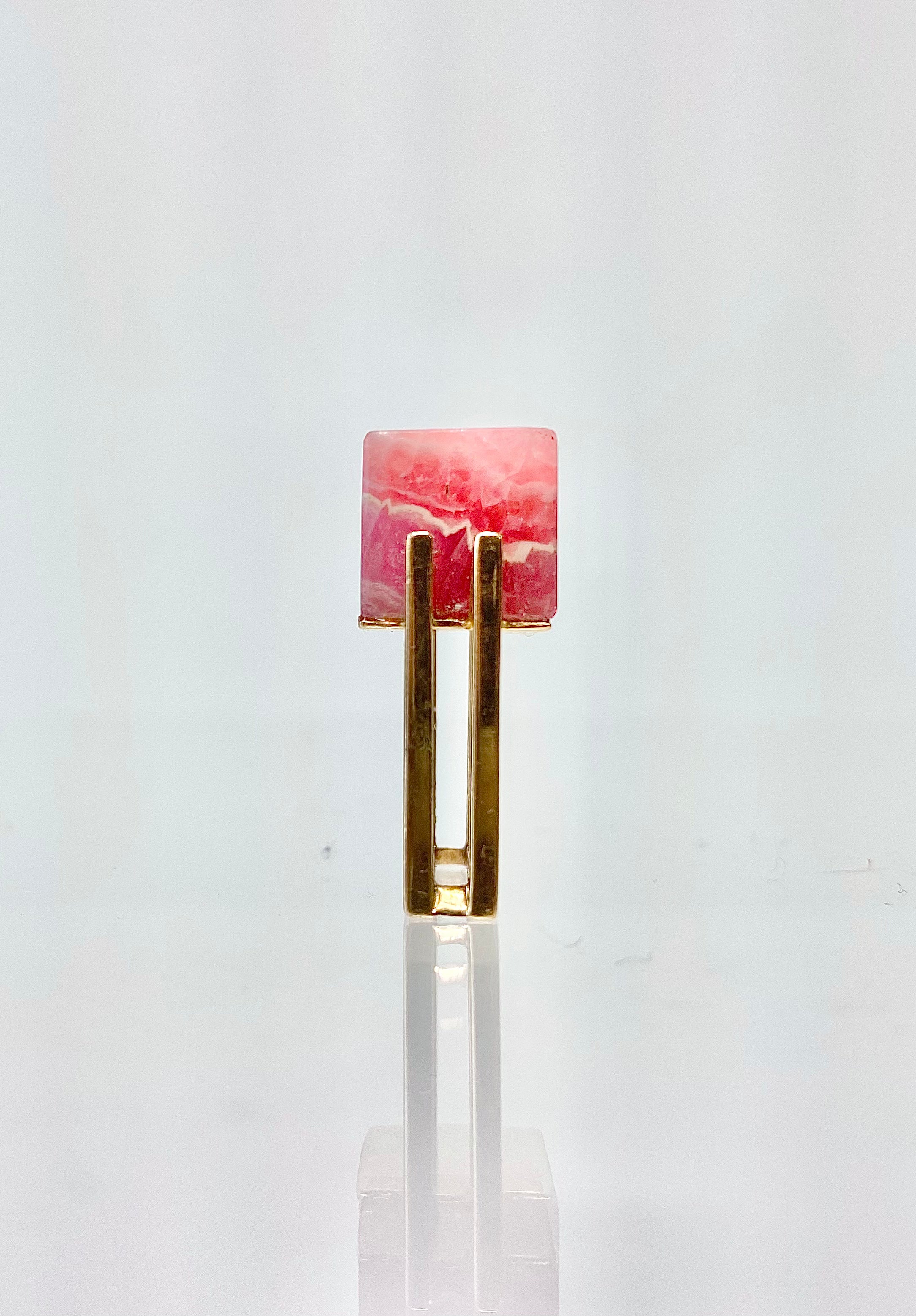 18K Rhodocrosite Cube Ring