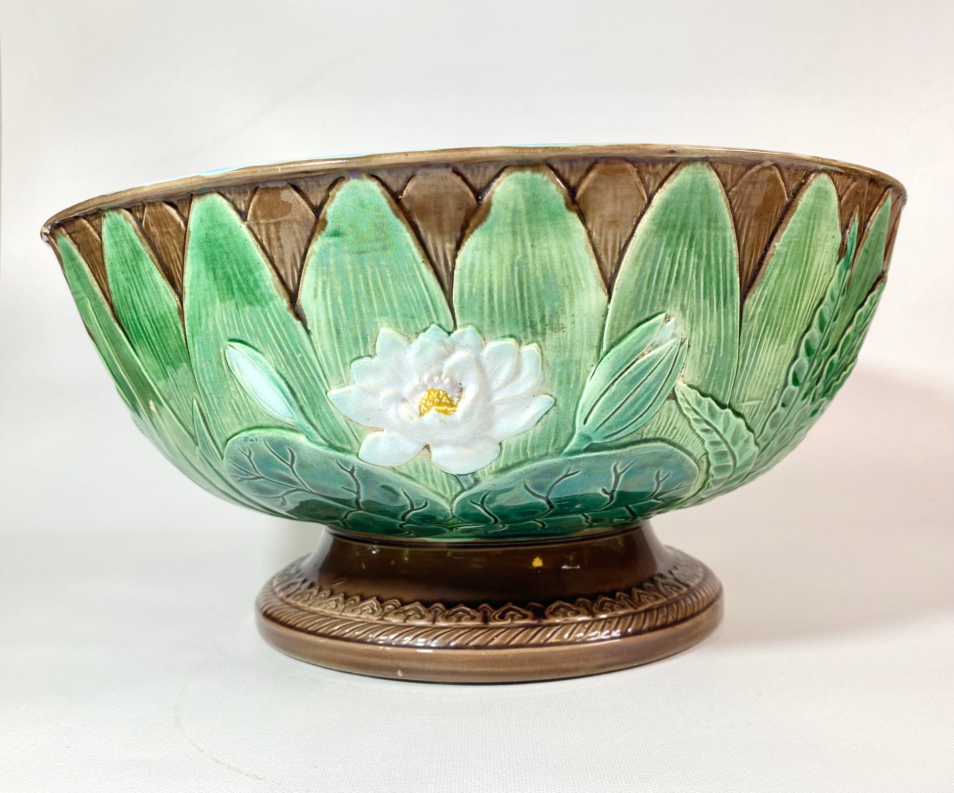 Holdcroft Majolica Pond Lily Punch Bowl
