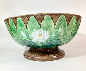 Holdcroft Majolica Pond Lily Punch Bowl