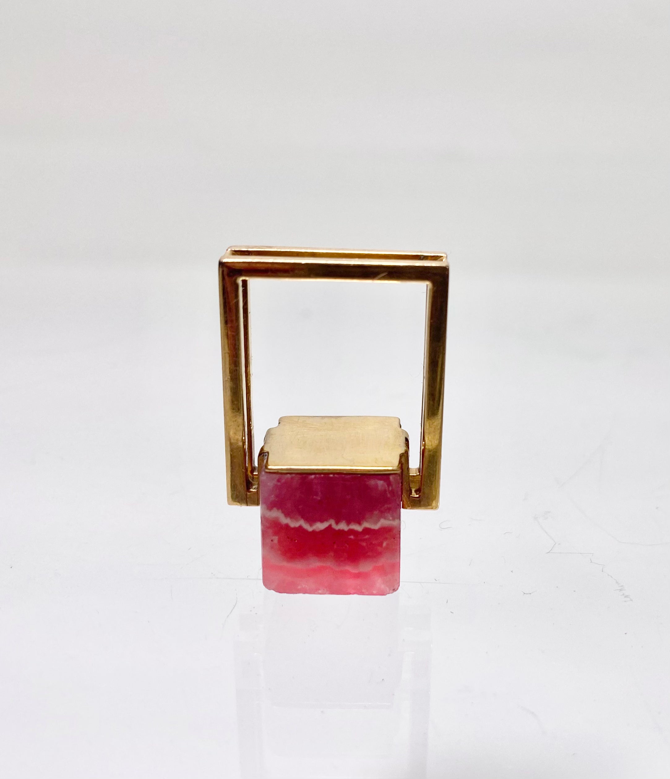 18K Rhodocrosite Cube Ring