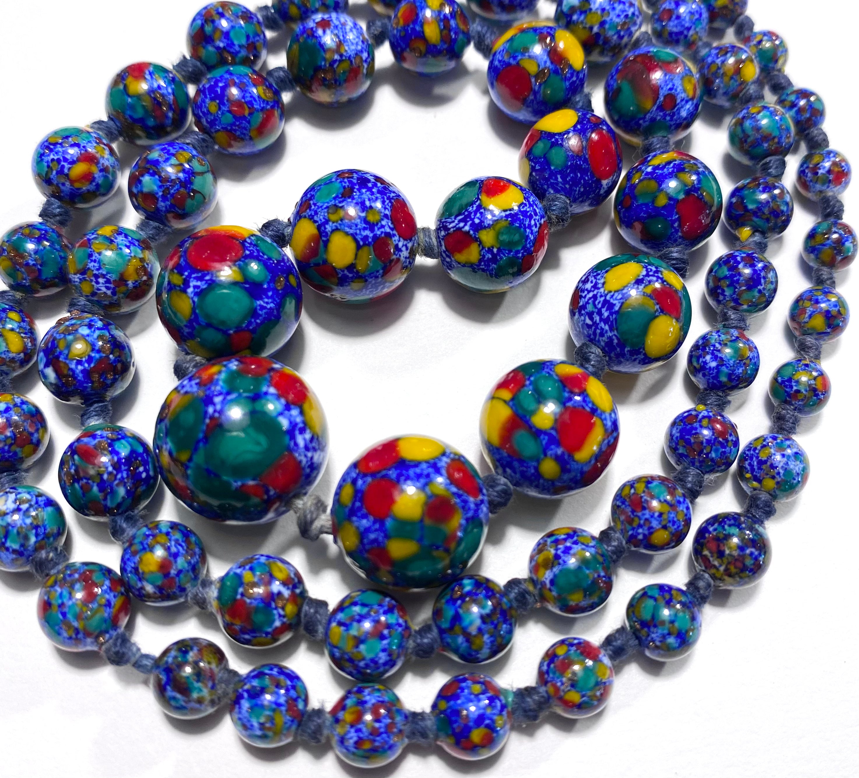 A Fine Strand of Estate Italian End-of-Day Murano Glass Beads