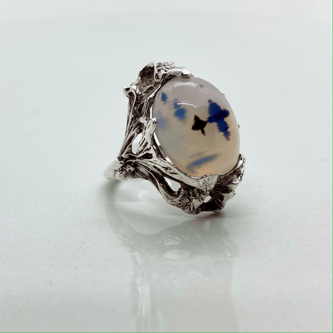 Art Nouveau Agate Cabochon Ring - Tuxedo Park Junk Shop