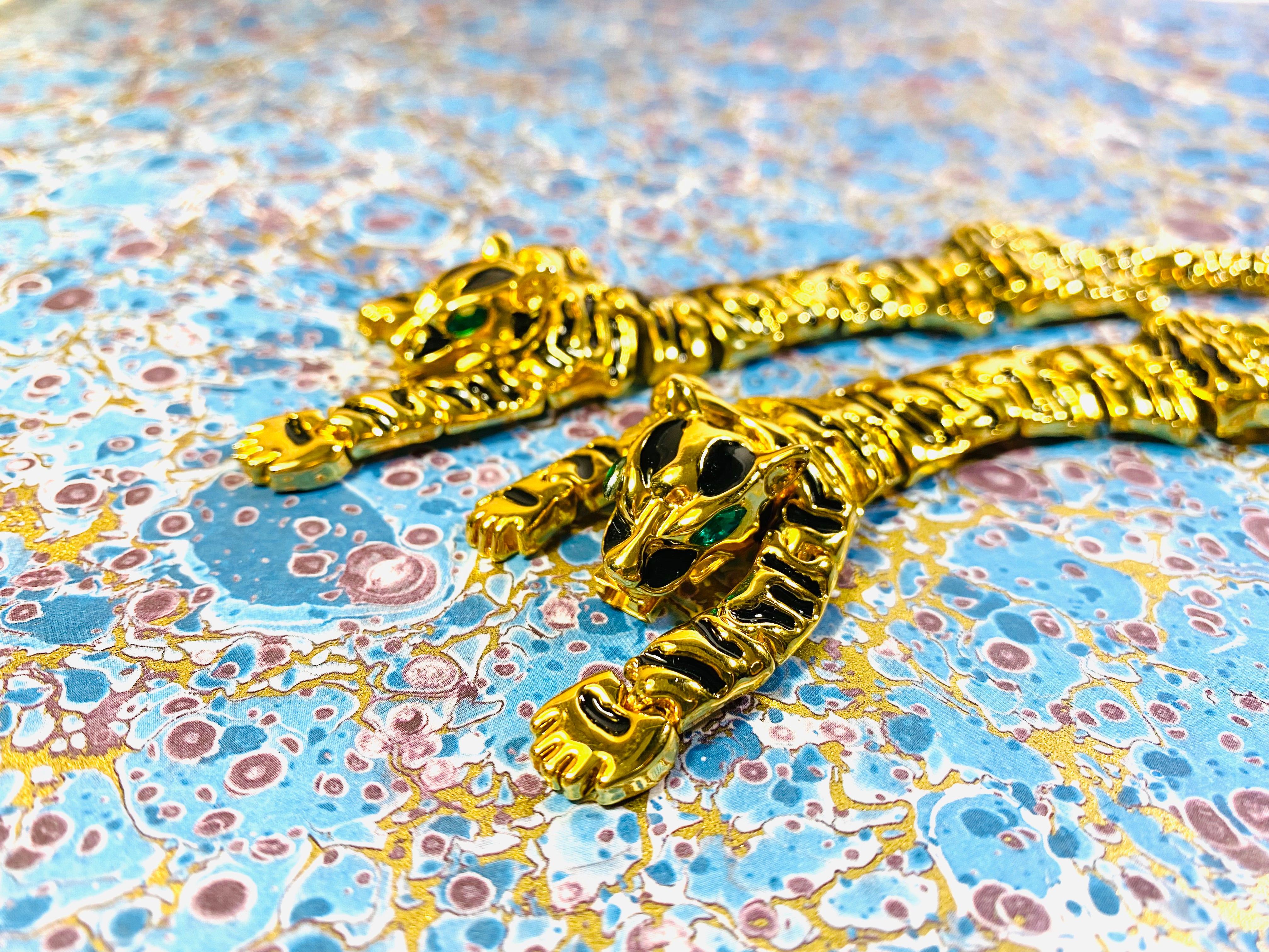 Pair of Enameled Leopard Cuffs
