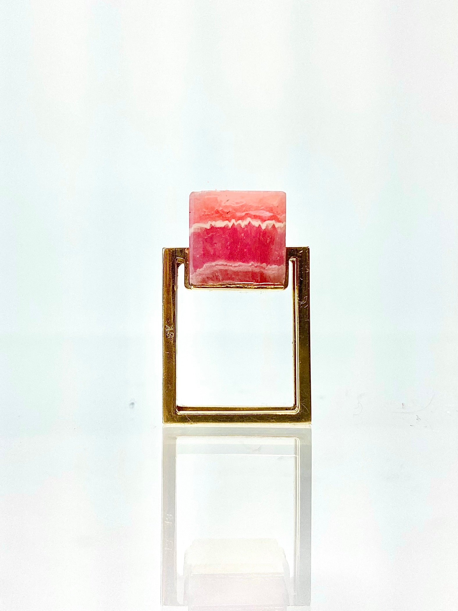 18K Rhodocrosite Cube Ring