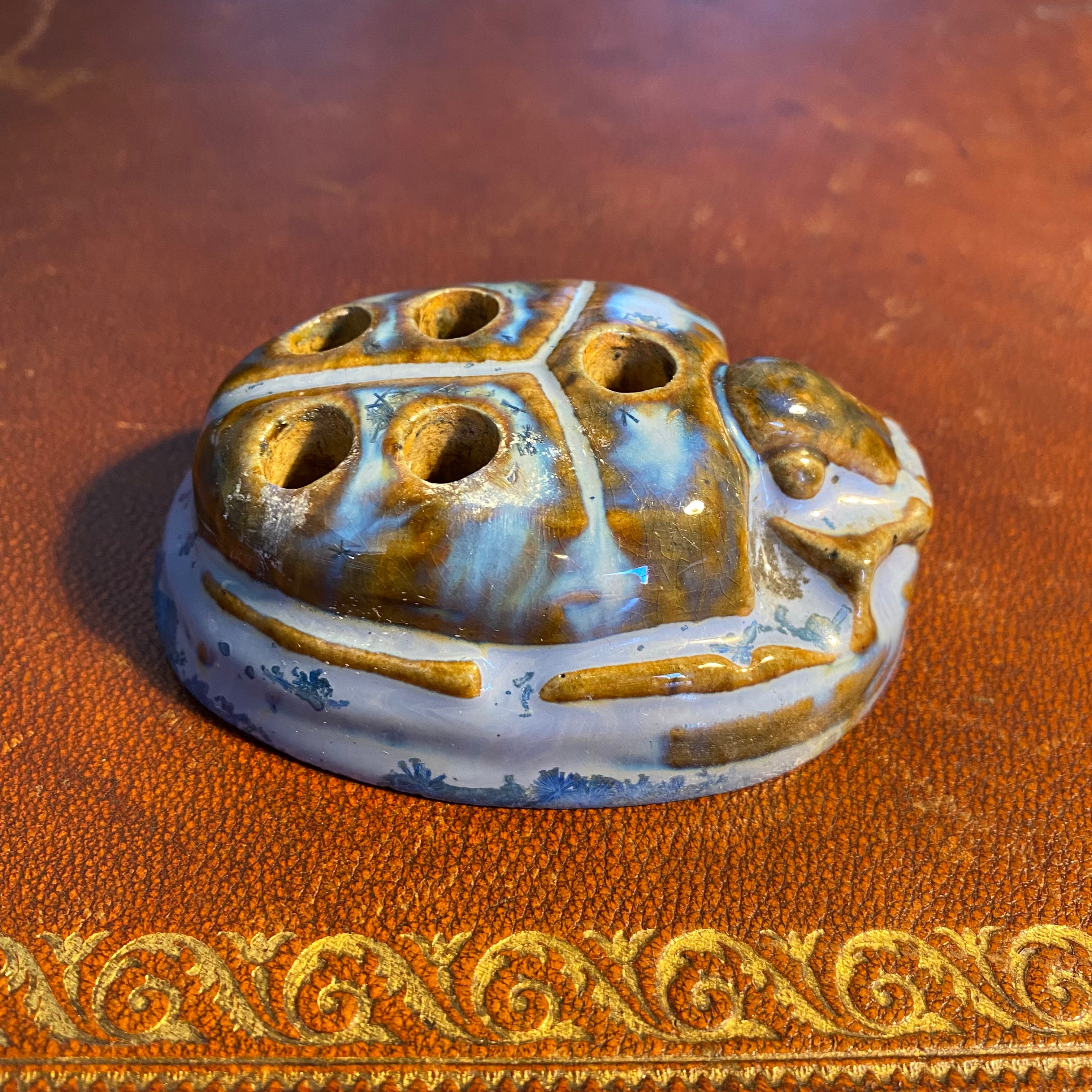 Fulper Egyptian Revival Scarab Flower Frog