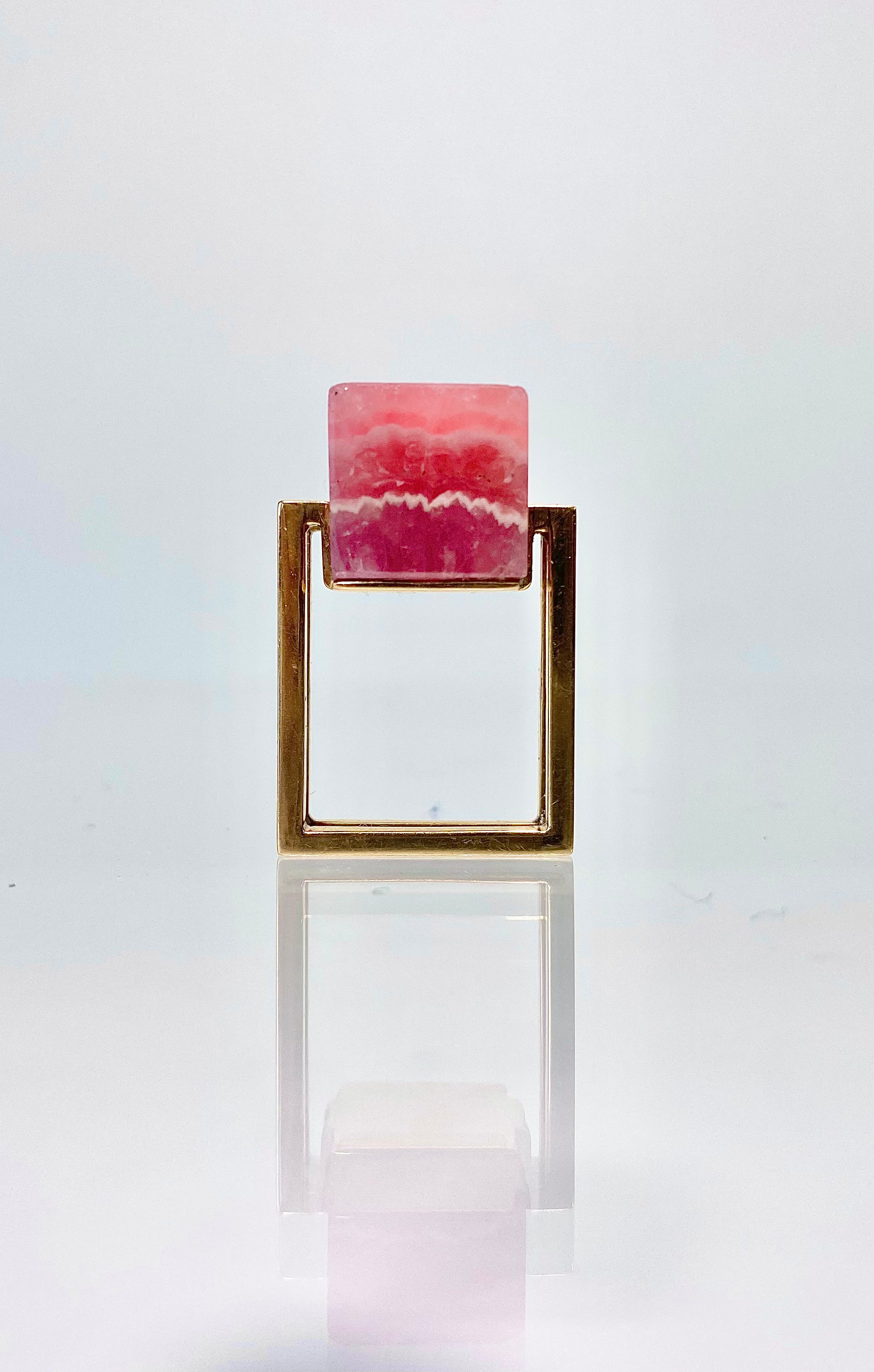18K Rhodocrosite Cube Ring