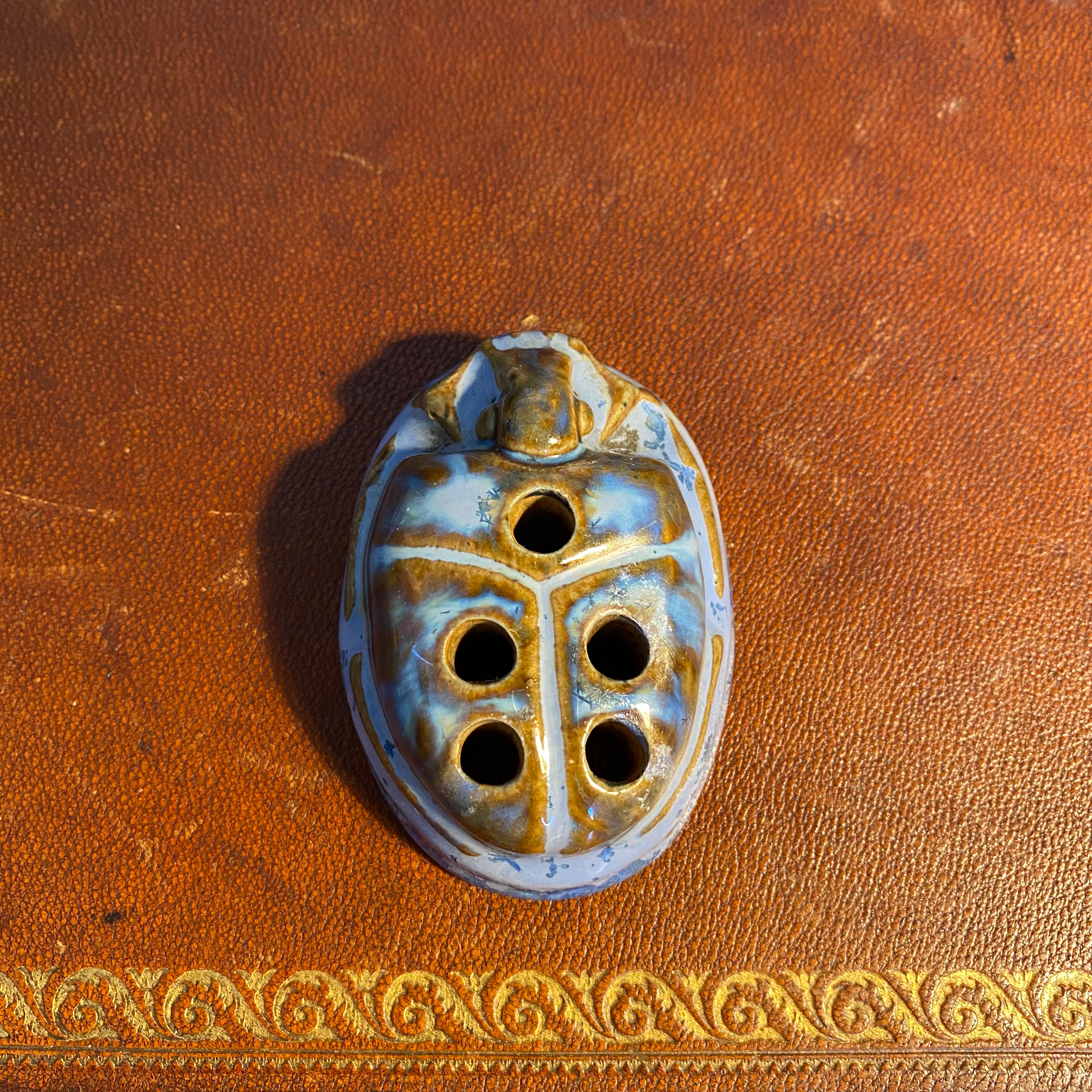 Fulper Egyptian Revival Scarab Flower Frog