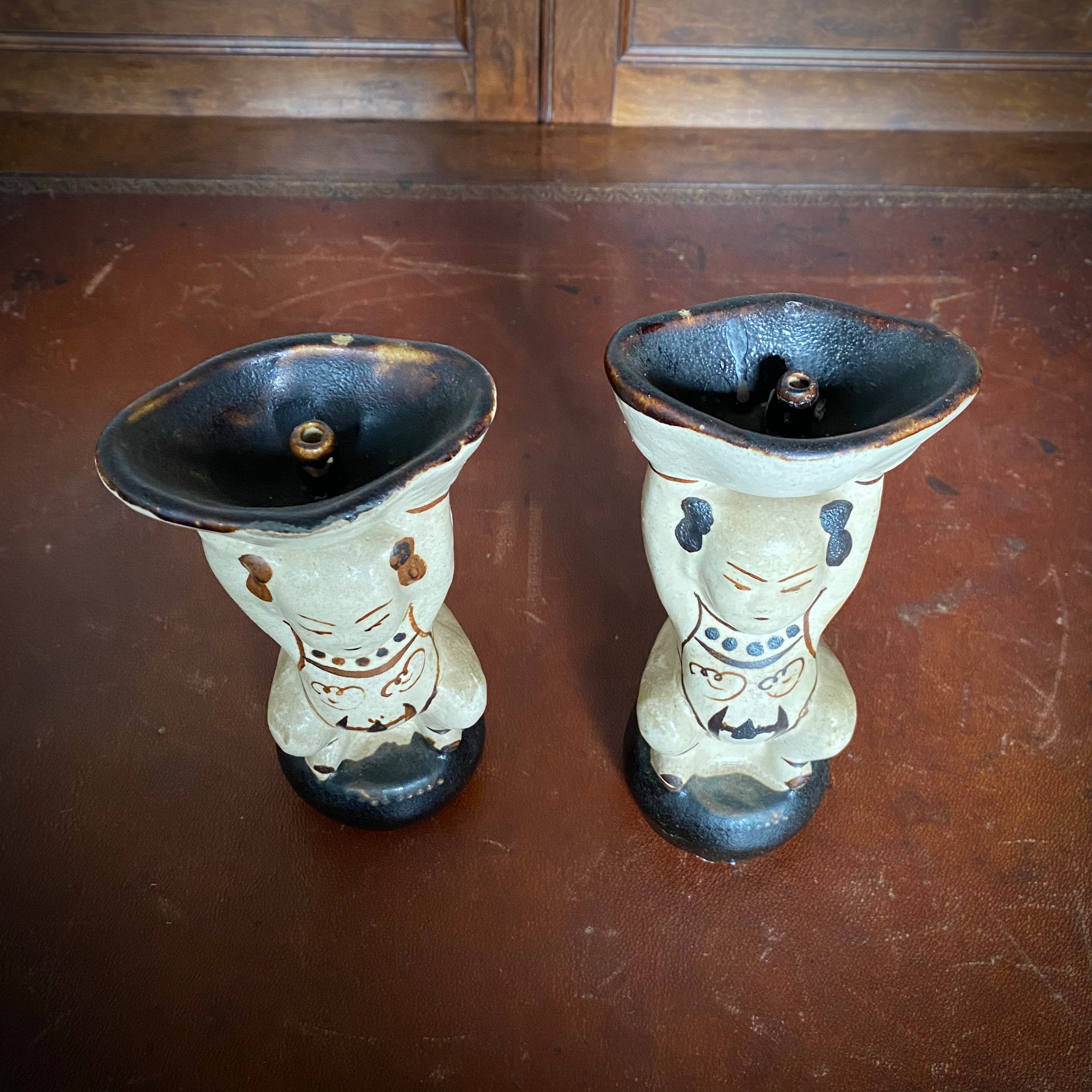 Chinese Cizhou Style Figural Candle Stands