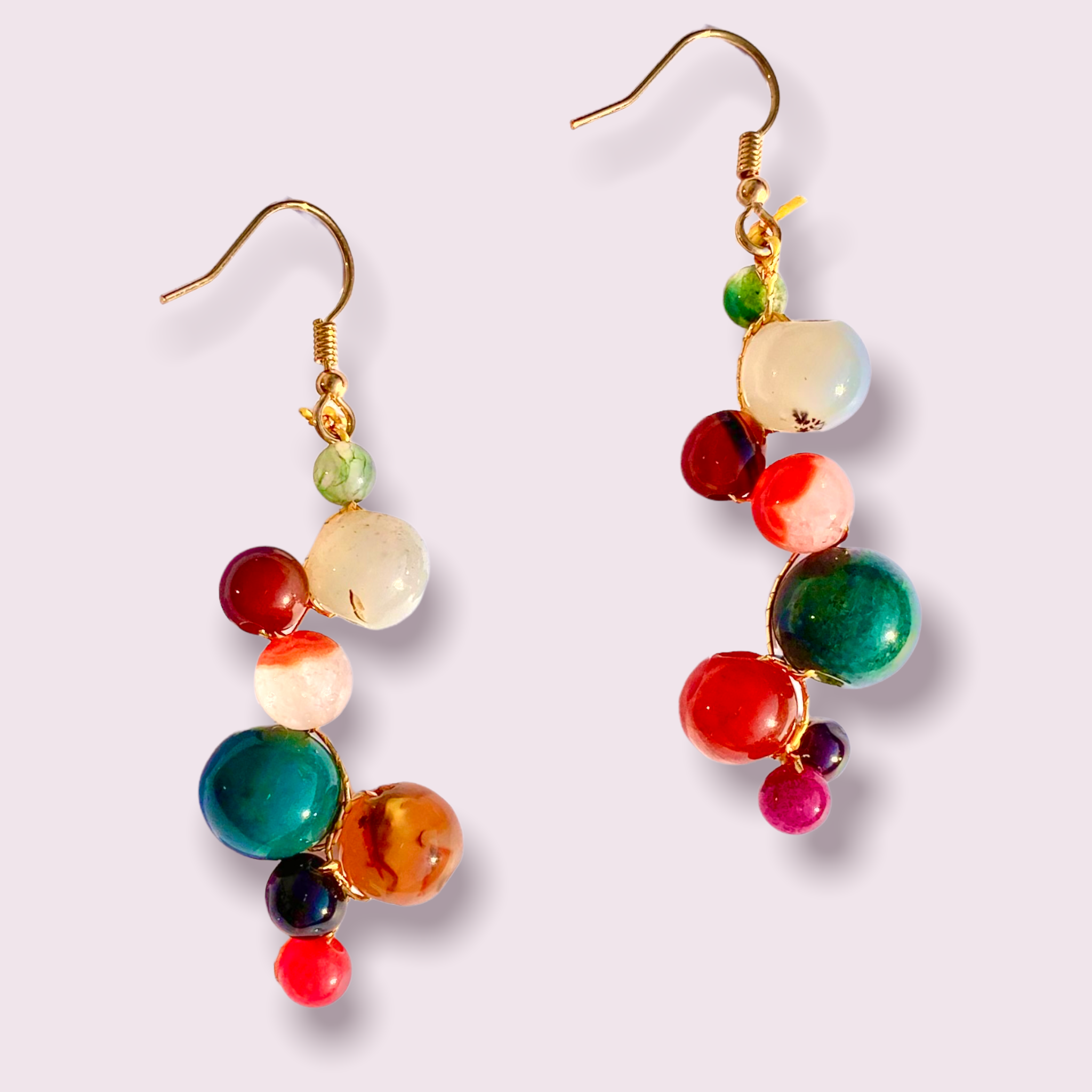 BOÖTES Gemstone Earrings with Japanese 24k Gold Thread