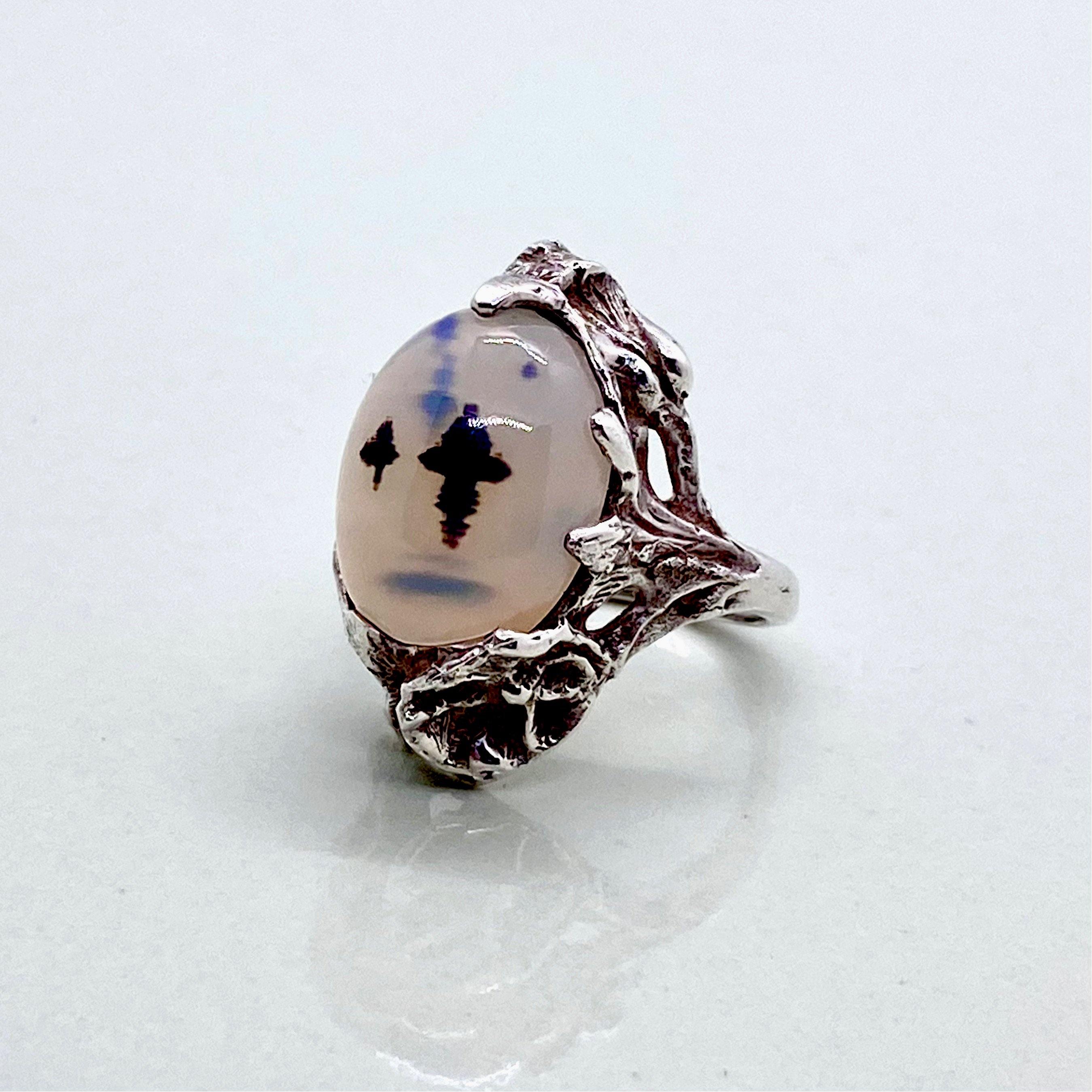 Art Nouveau Agate Cabochon Ring - Tuxedo Park Junk Shop