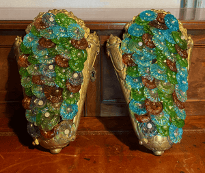 Vintage Murano Glass Bronze Doré Sconces